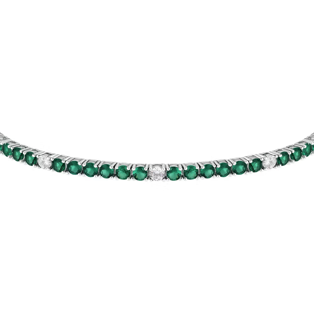 Bracciale Tennis Morellato Tesori Argento Zirconi Verdi/Bianchi