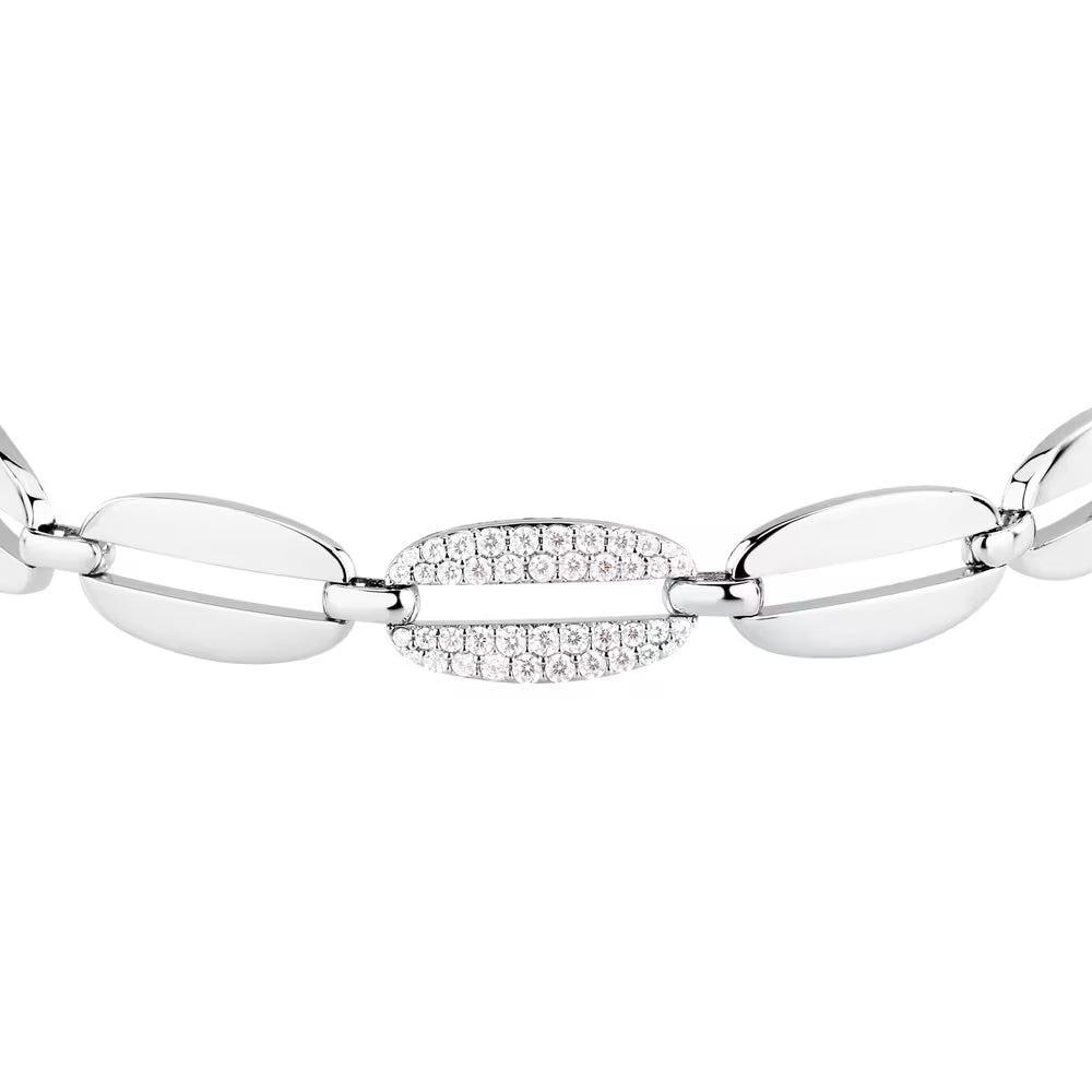Bracciale Morellato Trame Argento Maglie Ovali Lucide Alternate Con Zirconi