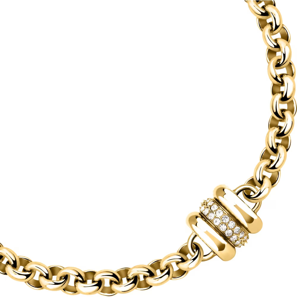Anello Morellato Vintage Bold Bracciale Rolò Pvd Oro Centrale Doppia Fascetta Fascia Di Cristalli