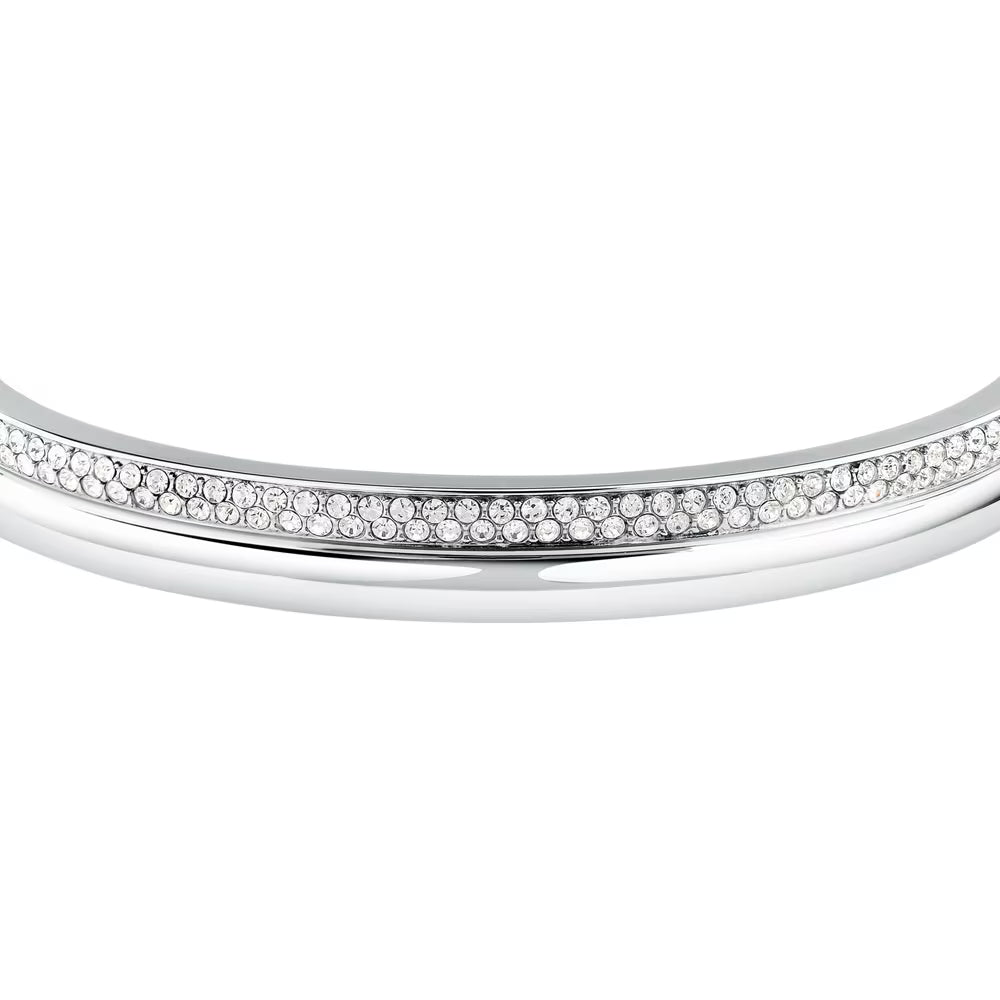 Bracciale Rigido Morellato Vintage Bold Acciaio Fascia Lucida + Fascia Con Cristalli