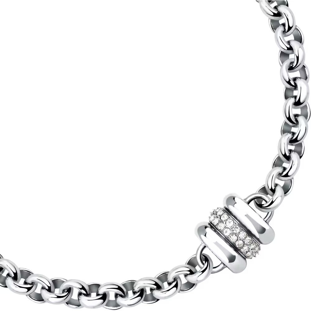 Bracciale Morellato Vintage Bold Rolò Acciaio Centrale Doppia Fascetta Fascia Di Cristalli