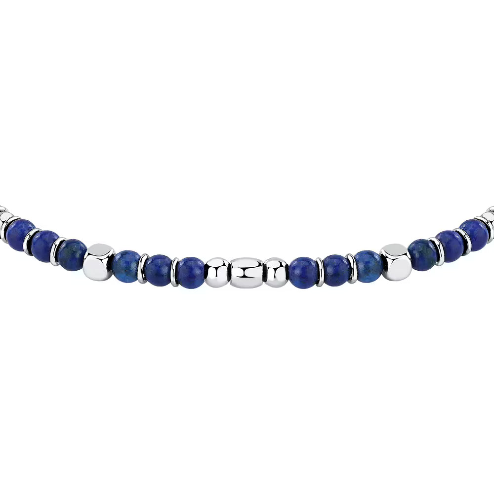Bracciale Uomo Sector Basic Acciaio Sfere Pietra Blu Alternate Ad Elementi Cubici/Tondi/Discoidali