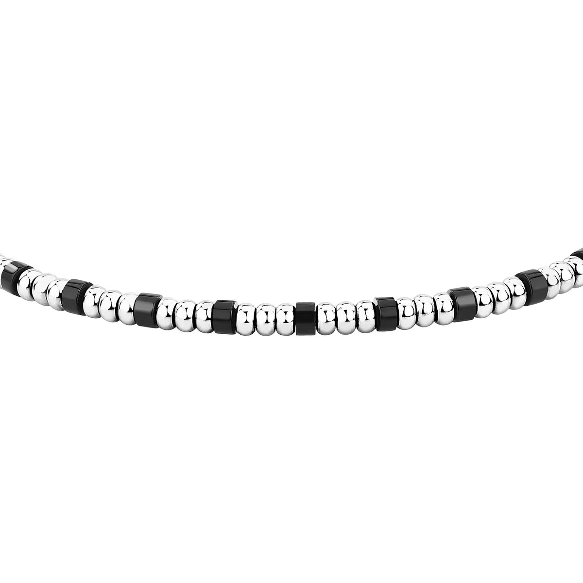 Bracciale Uomo Sector Basic Acciaio Sfere Discoidali Agata Nera/Acciaio
