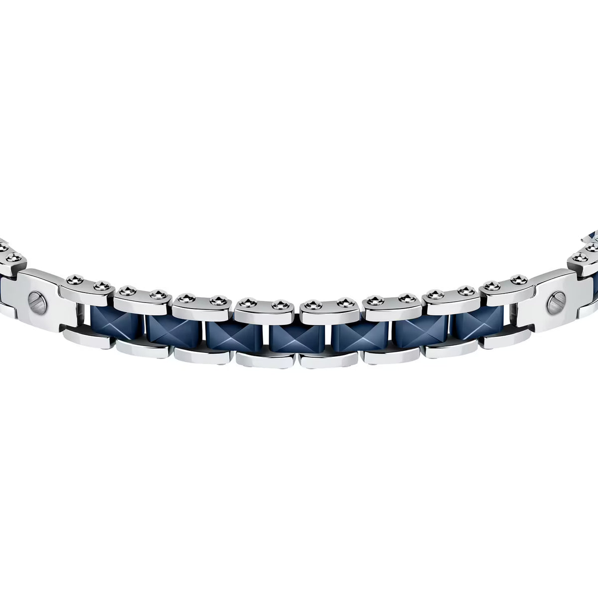 Bracciale Uomo Sector Ceramic Acciaio/Ceramica Blu Con 2 Piastrine Laterali con Viti
