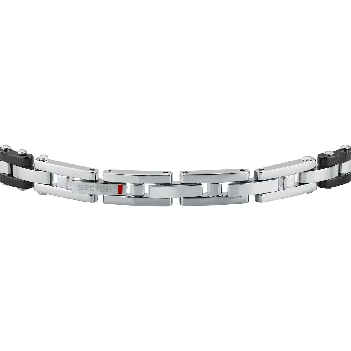 Bracciale Uomo Sector Ceramic Acciaio Ceramica Nera 3 Elementi Rettangolari Sfaccettati