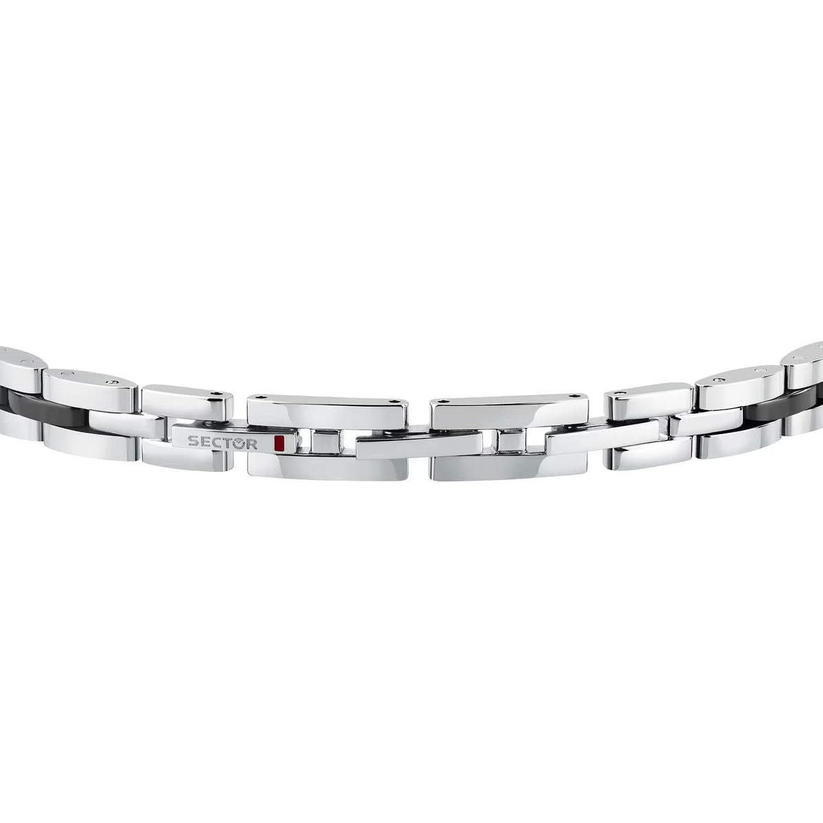 Bracciale Uomo Sector Ceramic Acciaio Ceramica Nera Con Elementi Rettangolari Sfaccettati