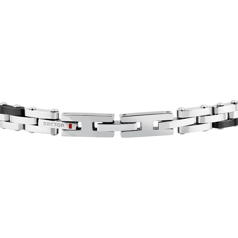 Bracciale Uomo Sector Ceramic Maglie Acciaio e Ceramica Nera