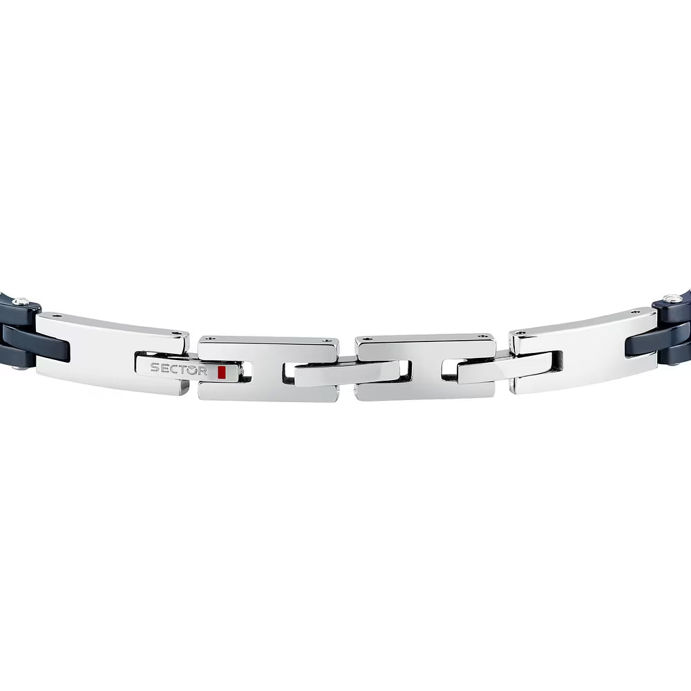 Bracciale Uomo Sector Ceramic Maglie Rettangolari Acciaio ed Elementi in Ceramica Blu