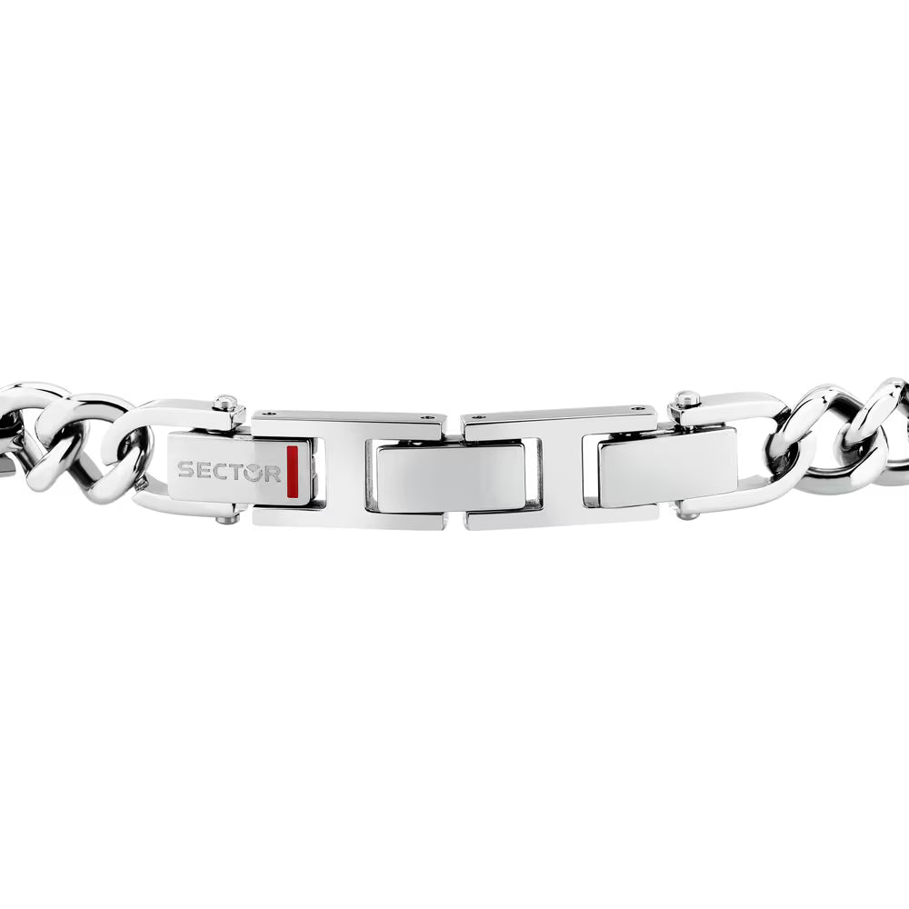 Bracciale Uomo Sector Ceramic Acciaio Catena Grumetta Elementi Rettangolari Ceramica Sfaccettata Nera