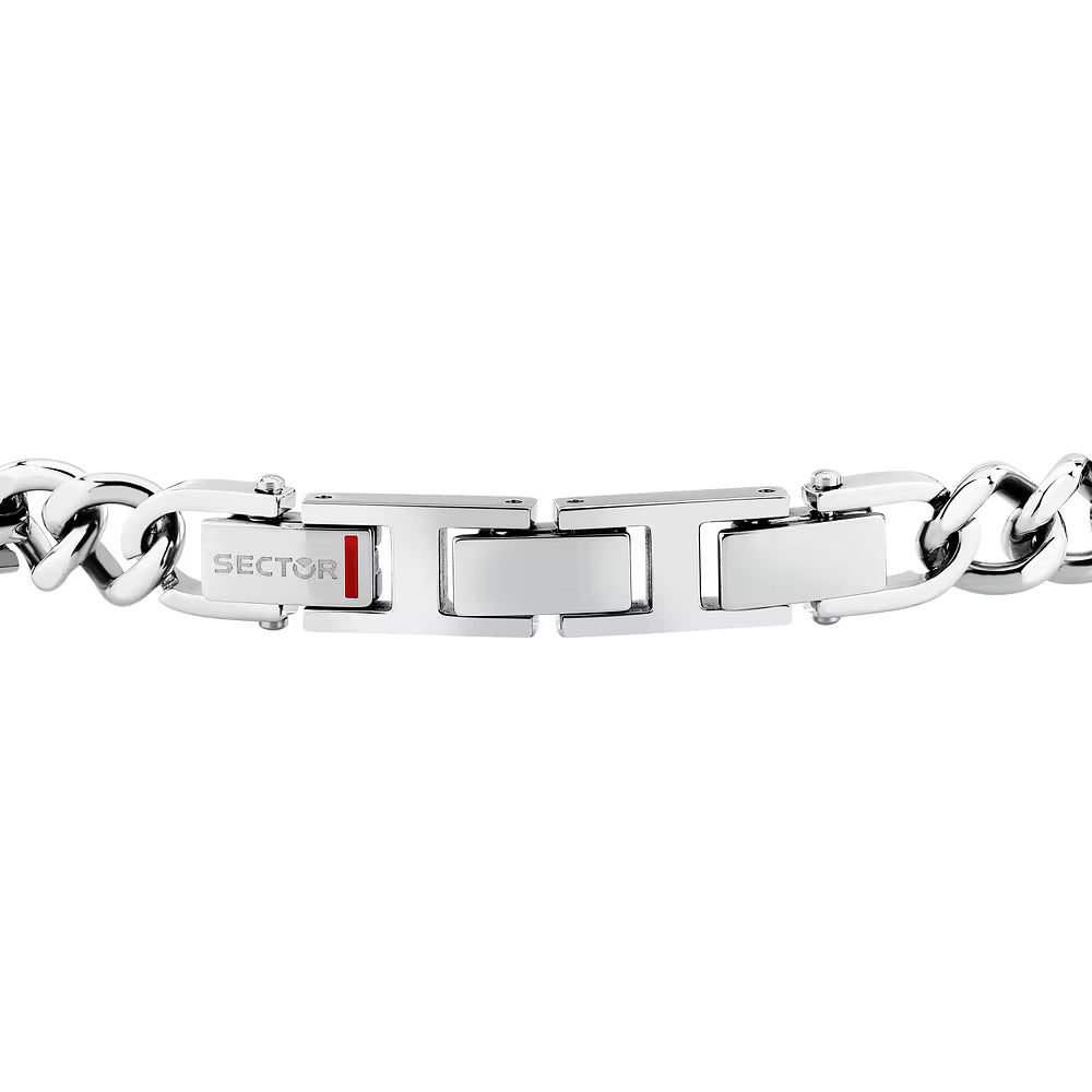 Bracciale Uomo Sector Ceramic Acciaio Catena Grumetta Elementi Rettangolari Ceramica Sfaccettata Blu