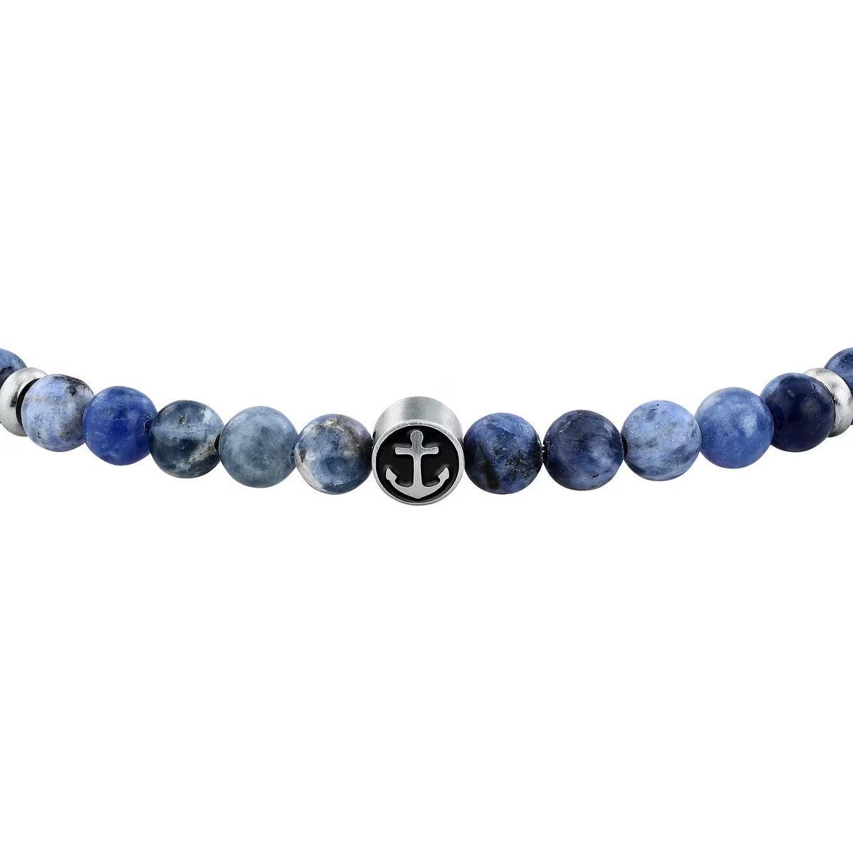 Bracciale Uomo Sector Marine Acciao Sfere Sodalite Blu + Elementi Discoidali Ancora