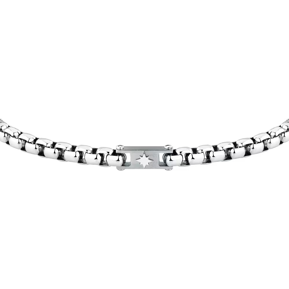 Bracciale Uomo Sector Marine A Maglia Veneziana Acciaio Con Piastrina Satinata/Rosa Dei Venti