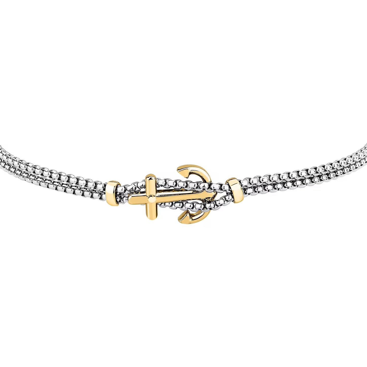 Bracciale Uomo a 2 Fili Sector Marine Acciaio Centrale Ancora Pvd Oro
