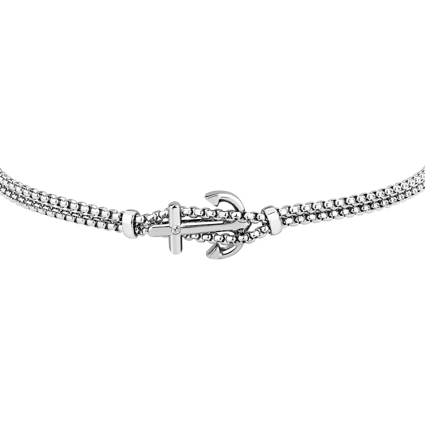 Bracciale Uomo a 2 Fili Sector Marine Acciaio Centrale Ancora con Cristallo