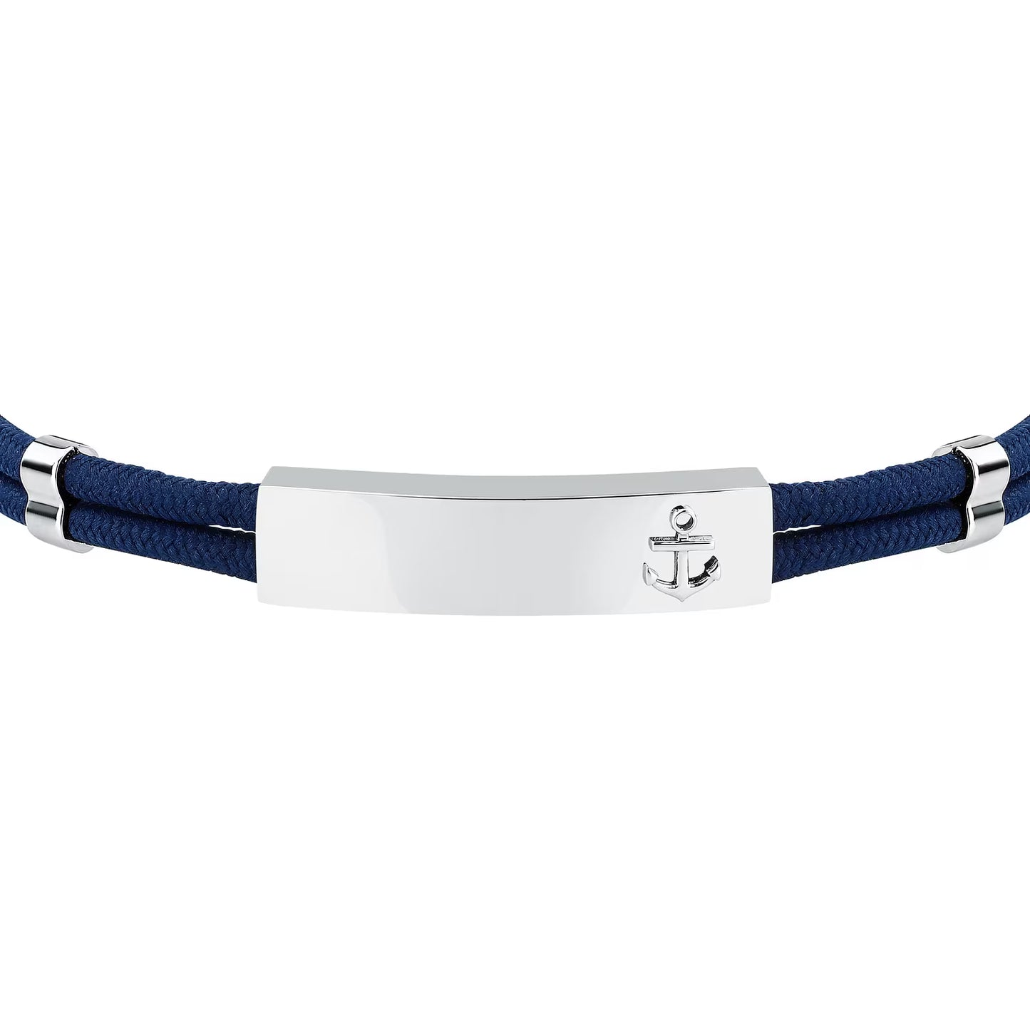 Bracciale Uomo 2 Fili Sector Marine Corda Nylon Blu Piastrina Centrale Acciaio Ancora