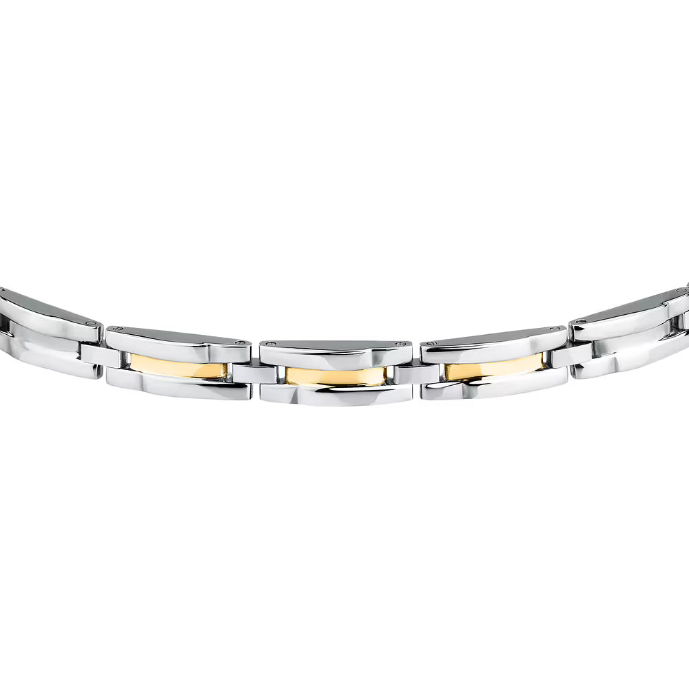 Bracciale Uomo Sector Premium Acciaio Maglia Modulare Con Elementi Centrali Pvd Oro