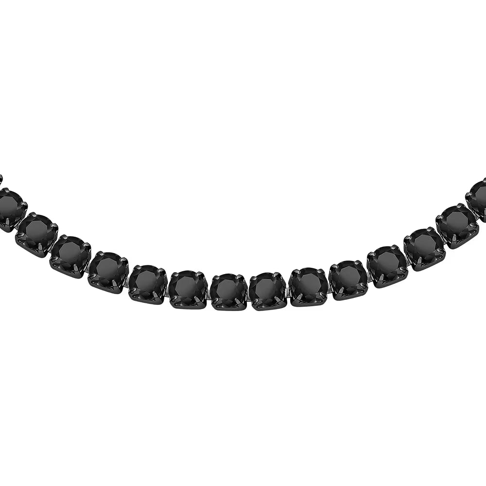 Bracciale Uomo Tennis Sector Acciaio Pvd Nero Cristalli Neri