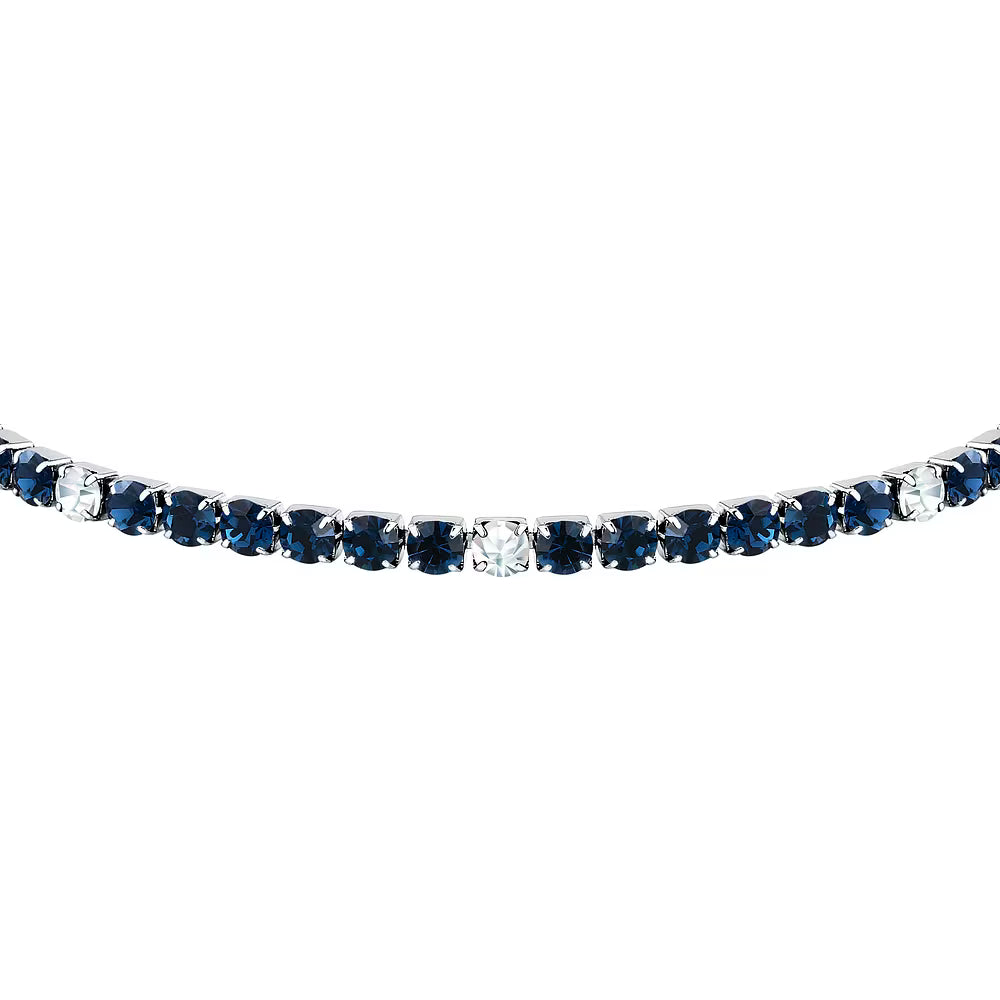 Bracciale Uomo Tennis Sector Acciaio Cristalli Bianchi/Blu