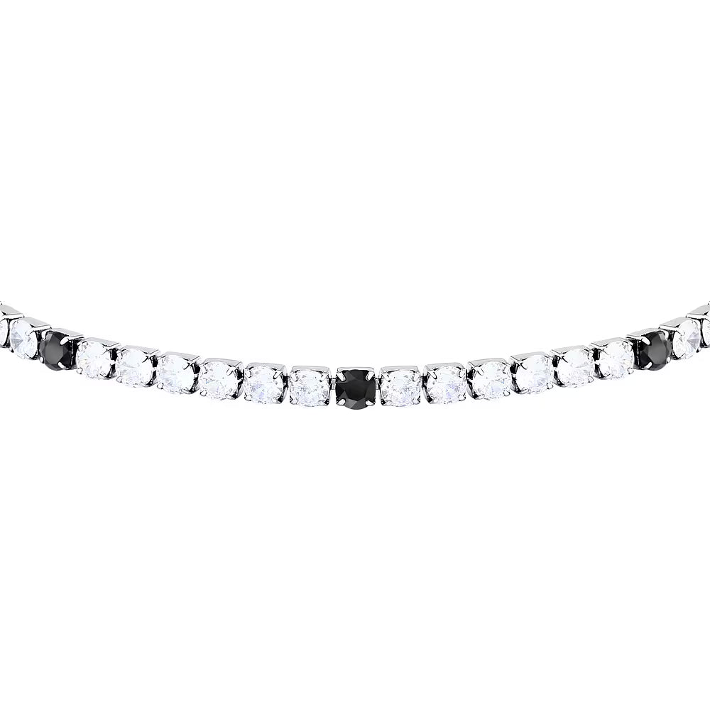 Bracciale Uomo Tennis Sector Acciaio Cristalli Bianchi/Neri