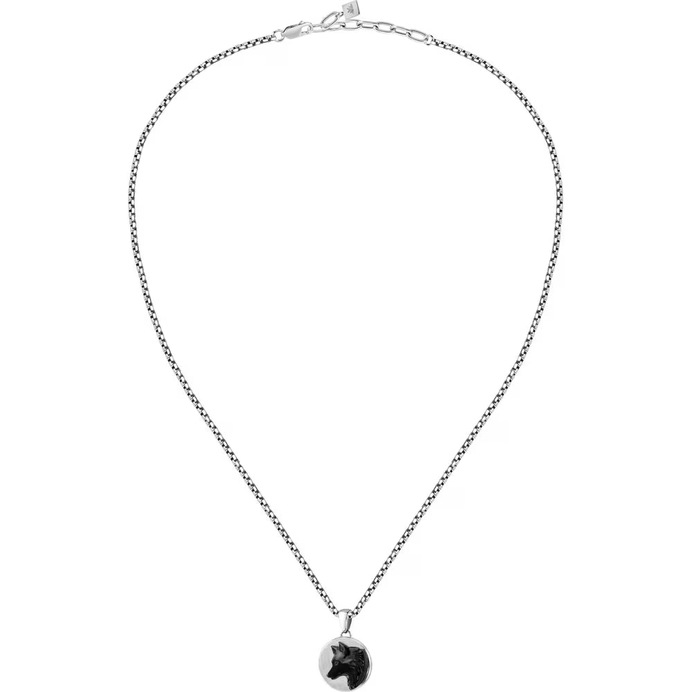 Collana Uomo Morellato Amuleti Acciaio Pendente Tondo Lupo