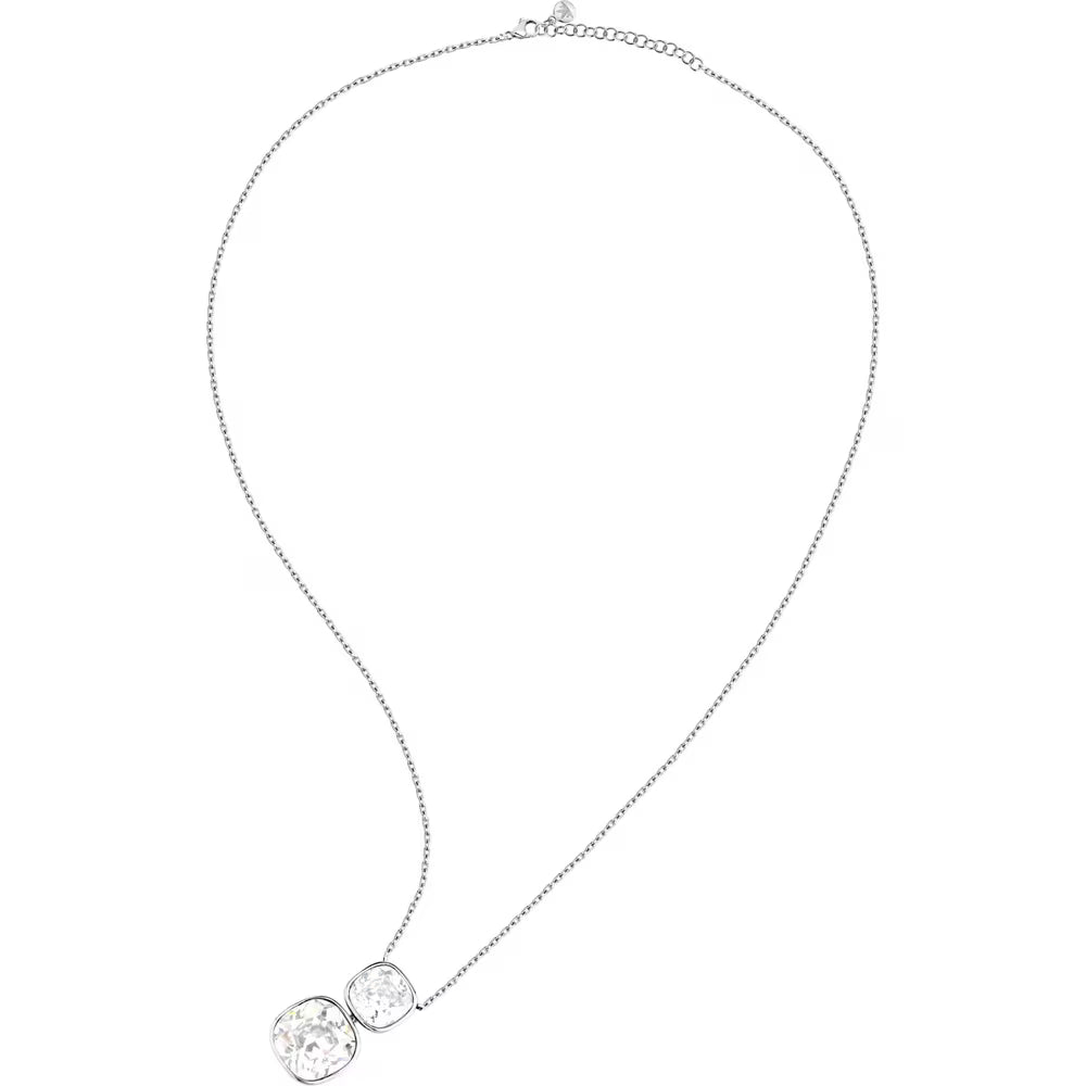 Collana Morellato Cristalli Acciaio Pendente Doppio Cristallo Big Quadrato