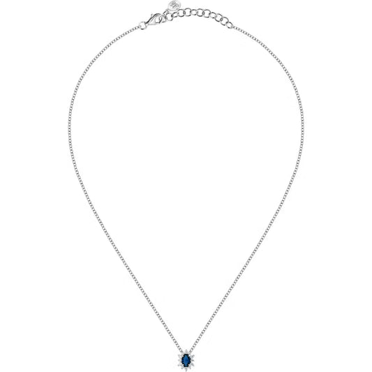 Collana con Pendente Morellato Tesori Argento Rosetta Zircone Ovale Blu Contornato