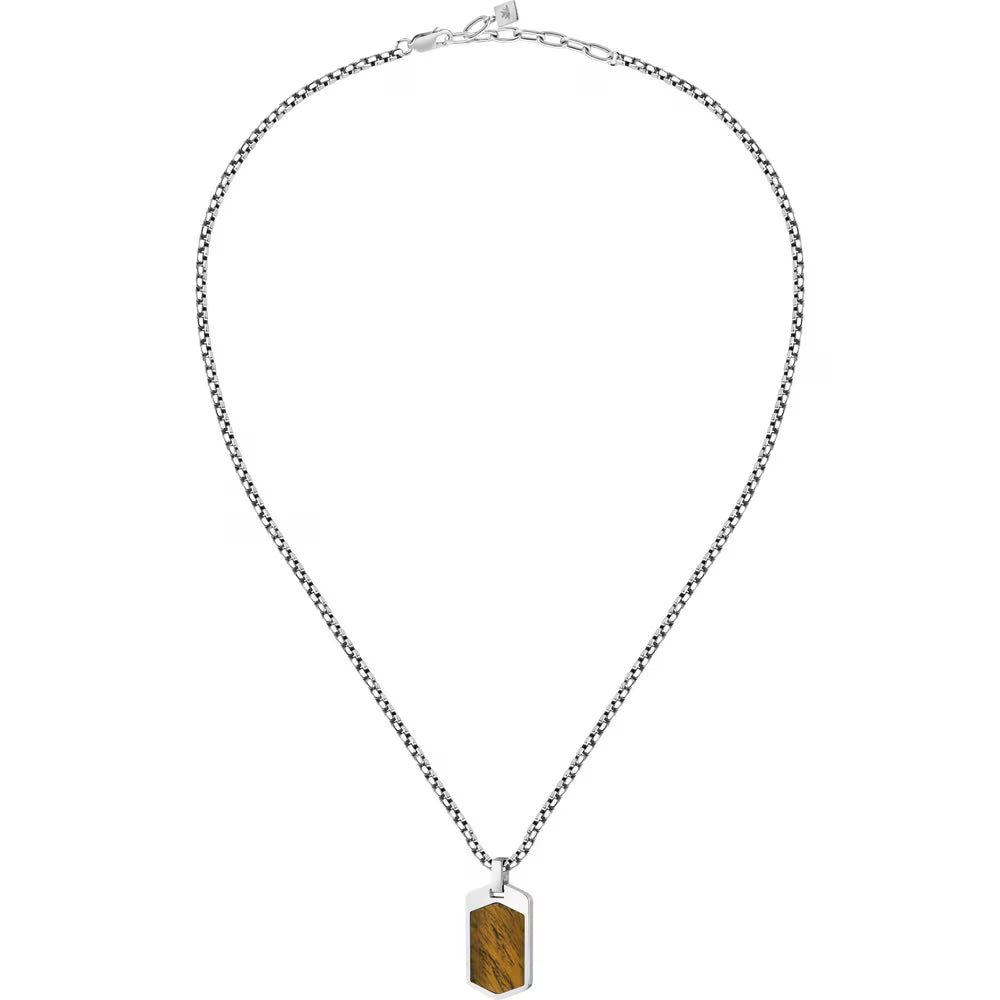 Collana Uomo Morellato Terra Acciaio Pendente Piastrina Esagonale