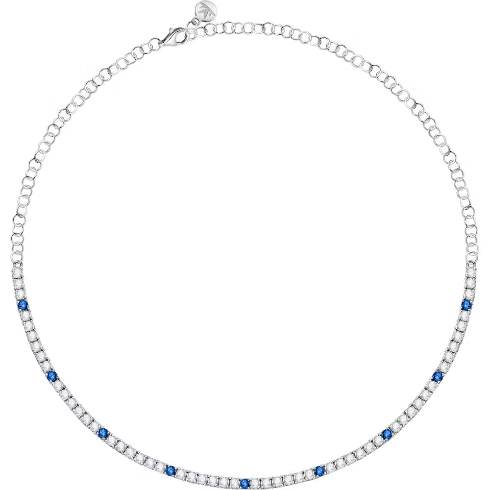 Collana Morellato Tesori Argento Centrale Tennis Zirconi Bianchi/Blu