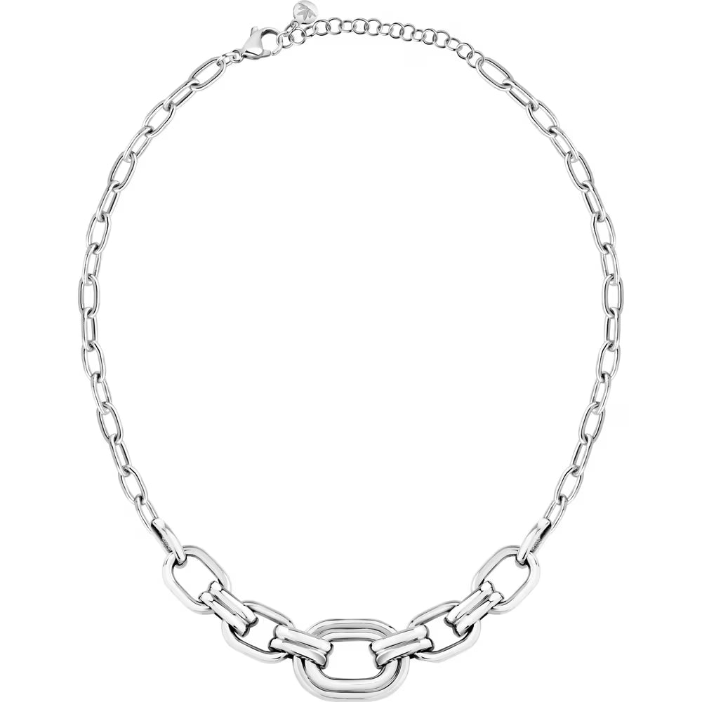 Collana Morellato Vintage Bold Acciaio Maglie Ovali Centrali Più Grandi a Decrescere