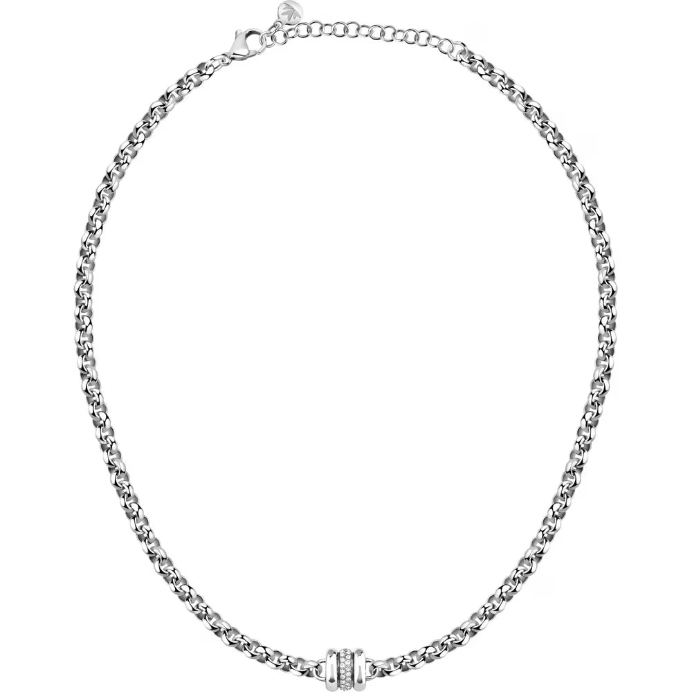 Collana Morellato Vintage Bold Rolò Acciaio Centrale Doppia Fascetta Fascia Di Cristalli