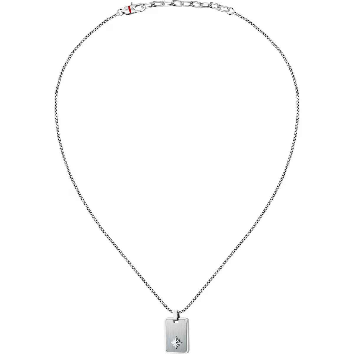Collana Uomo Sector Marine Acciaio Catena Maglia Rolò Quadrata Pendente Piastrina Satinata/Rosa Dei Venti