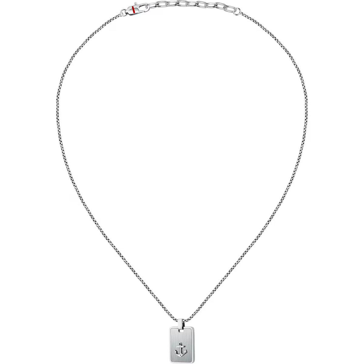 Collana Uomo Sector Marine Acciaio Catena Maglia Rolò Quadrata Pendente PiastrinaAncora