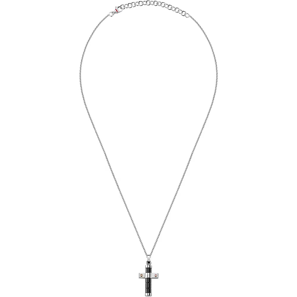 Collana Uomo Sector Spirit In Acciaio Con Pendente Croce Pvd Nero/Acciaio/Pvd Oro Rosa