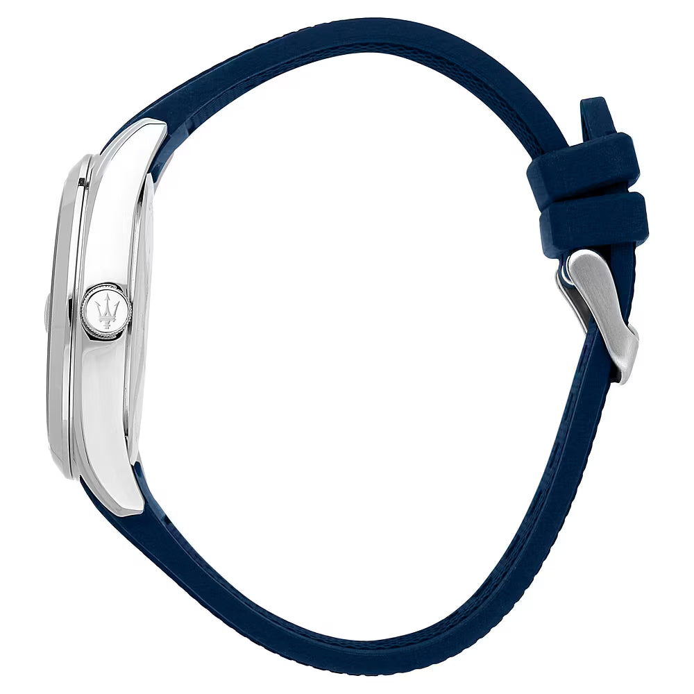Orologio Maserati Time Attrazione 43 mm Acciaio Cinturino Gomma Blu