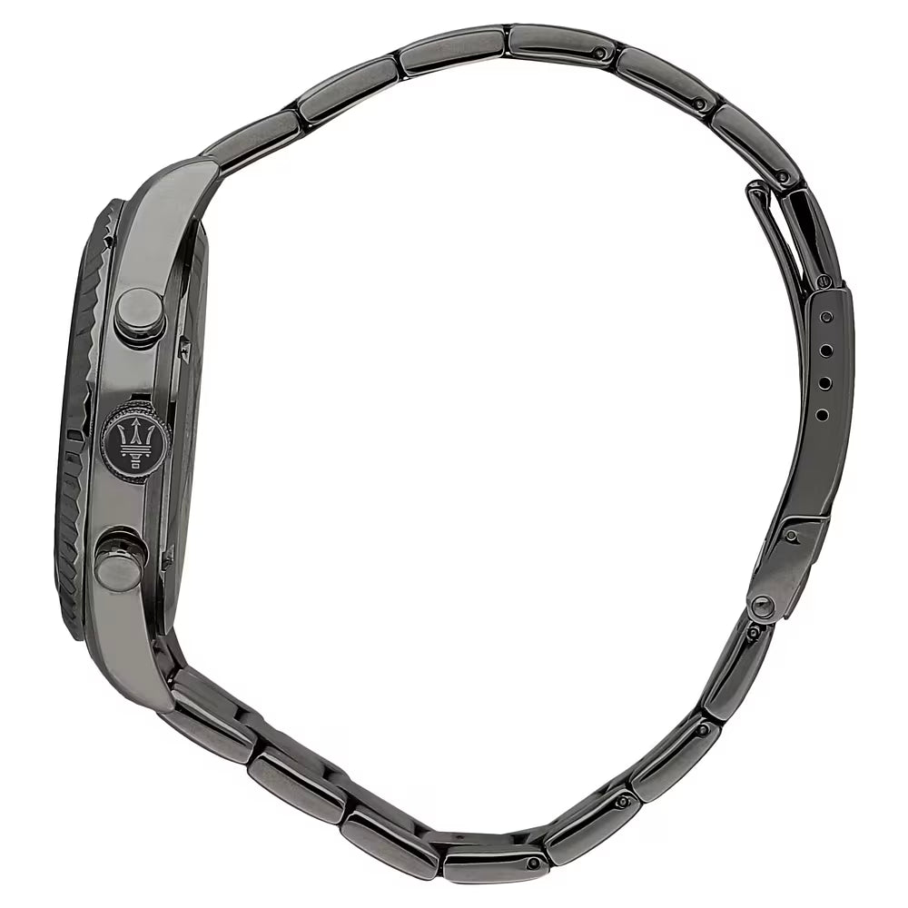 Orologio Maserati Competizione Multifunzione 43 Mm Acciaio Pvd Nero Braccialato Quadrante Blu