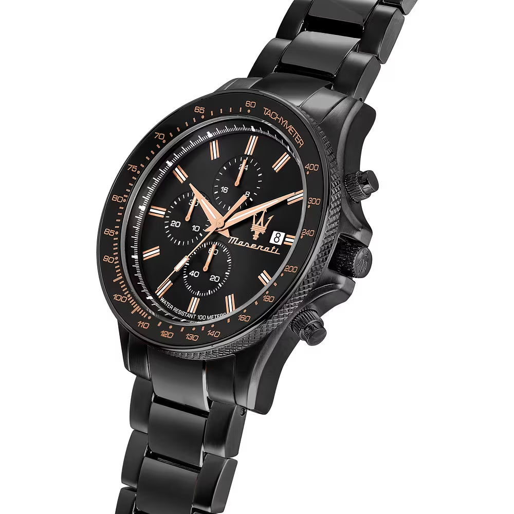 Orologio Maserati Sfida Chrono 44 Mm Pvd Nero Braccialato