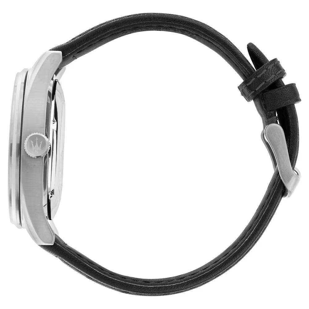 Orologio Maserati Sorpasso 42 mm Automatico Acciaio Cinturino Pelle Nera Quadrante Scheletrato