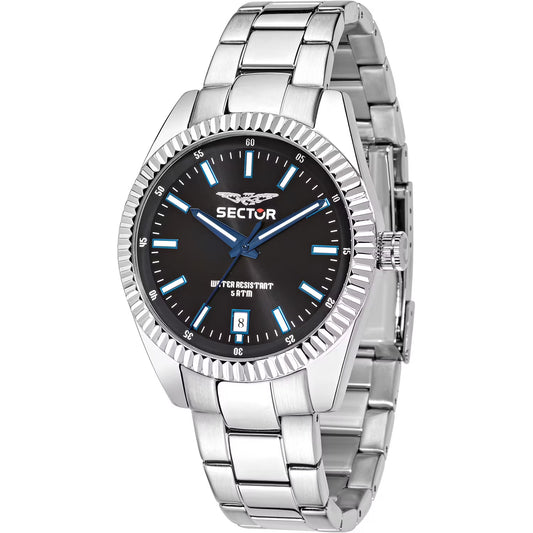 Orologio Sector 240 41 Mm Acciaio Braccialato Nero/Blu