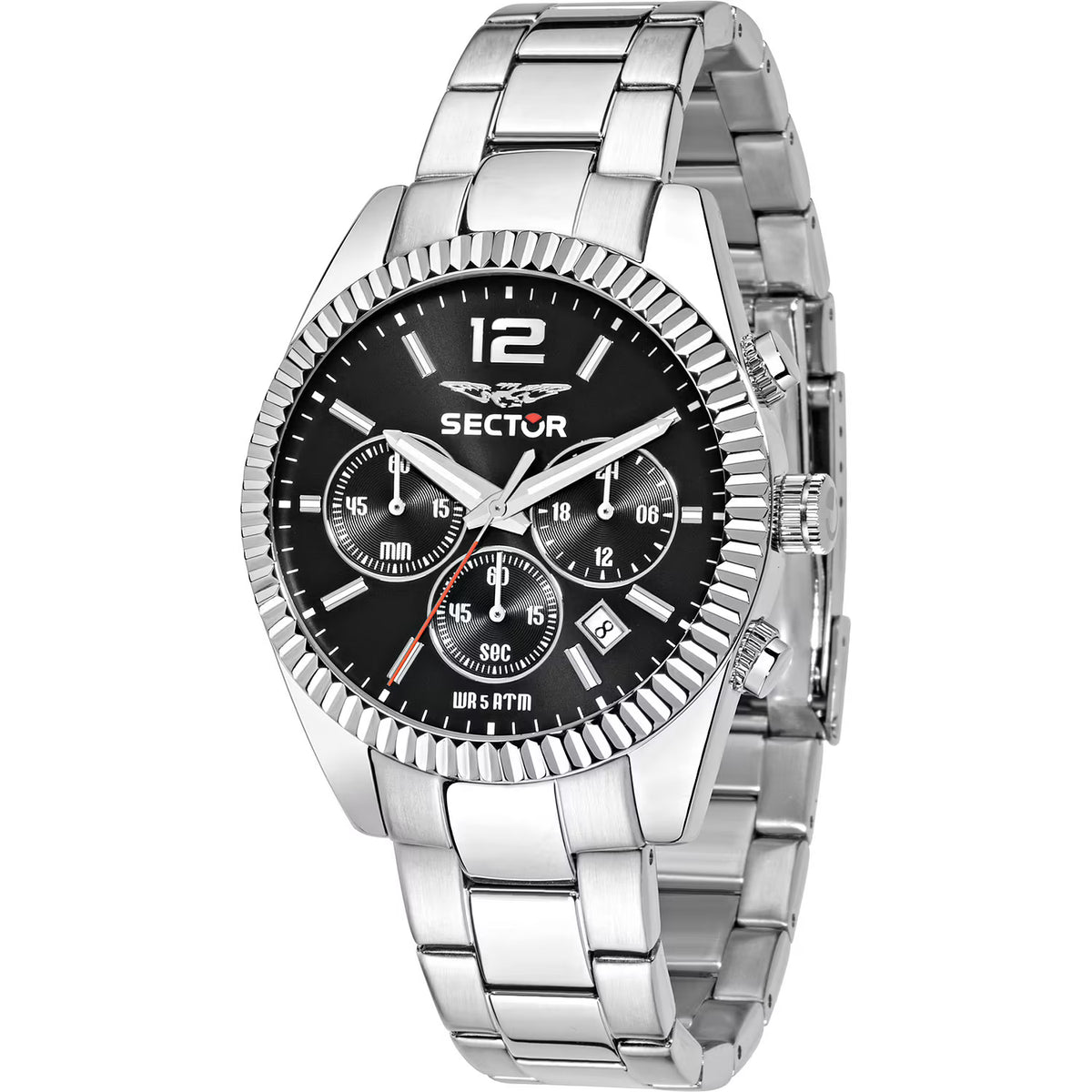 Orologio Sector 240 Chrono 41 Mm Acciaio Braccialato Nero