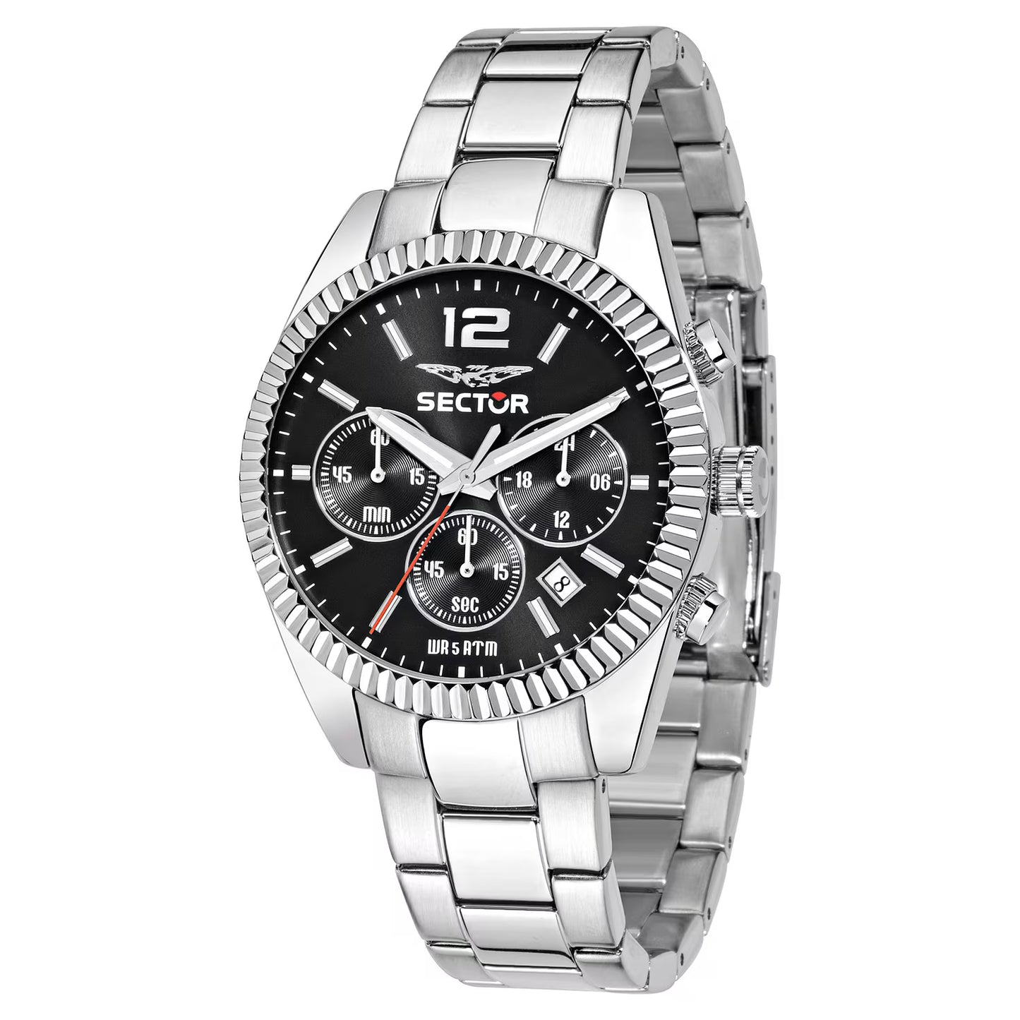 Orologio Sector 240 Chrono 41 mm Acciaio Braccialato Nero
