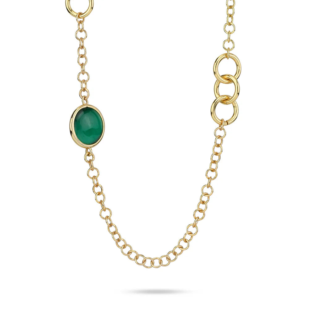 Collana Chanel Boccadamo Mediterranea Crisette Bronzo Pvd Oro Con Cristalli Verdi