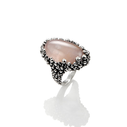Anello Giovanni Raspini Perlage & Intrecci Quarzo Rosa - Misura 18