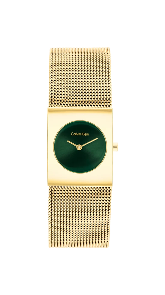 Orologio Calvin Klein Pulse Lady 21 Mm Acciaio Pvd Oro Braccialato Maglia Milano