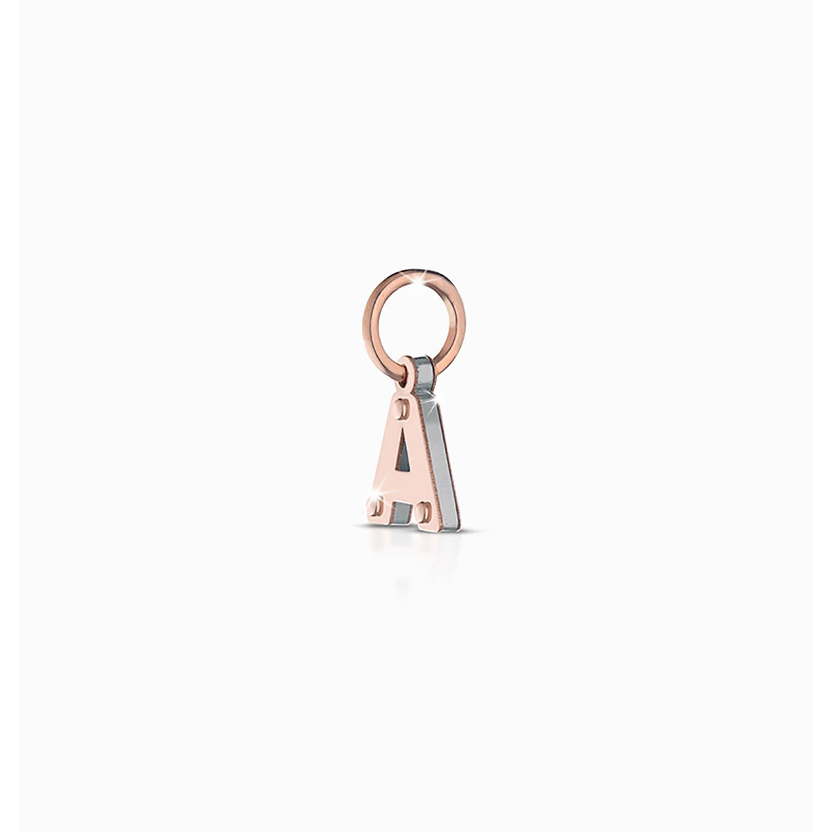 Ciondolo Lebebé Lockyourlove Lettera A Oro Rosa 9 Kt e Argento Con Cordino Bianco
