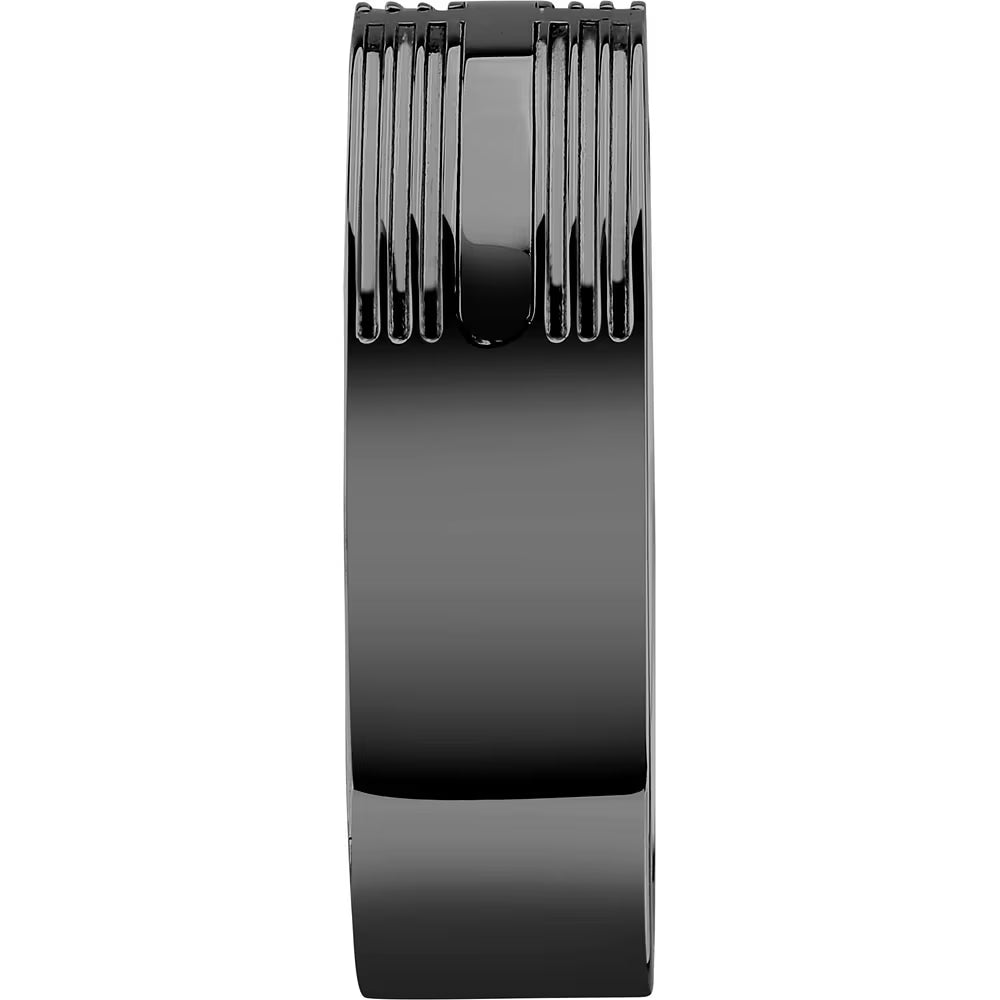 Anello Uomo a Fascia Sector Spirit Acciaio Pvd Nero Rigato - Misura 19