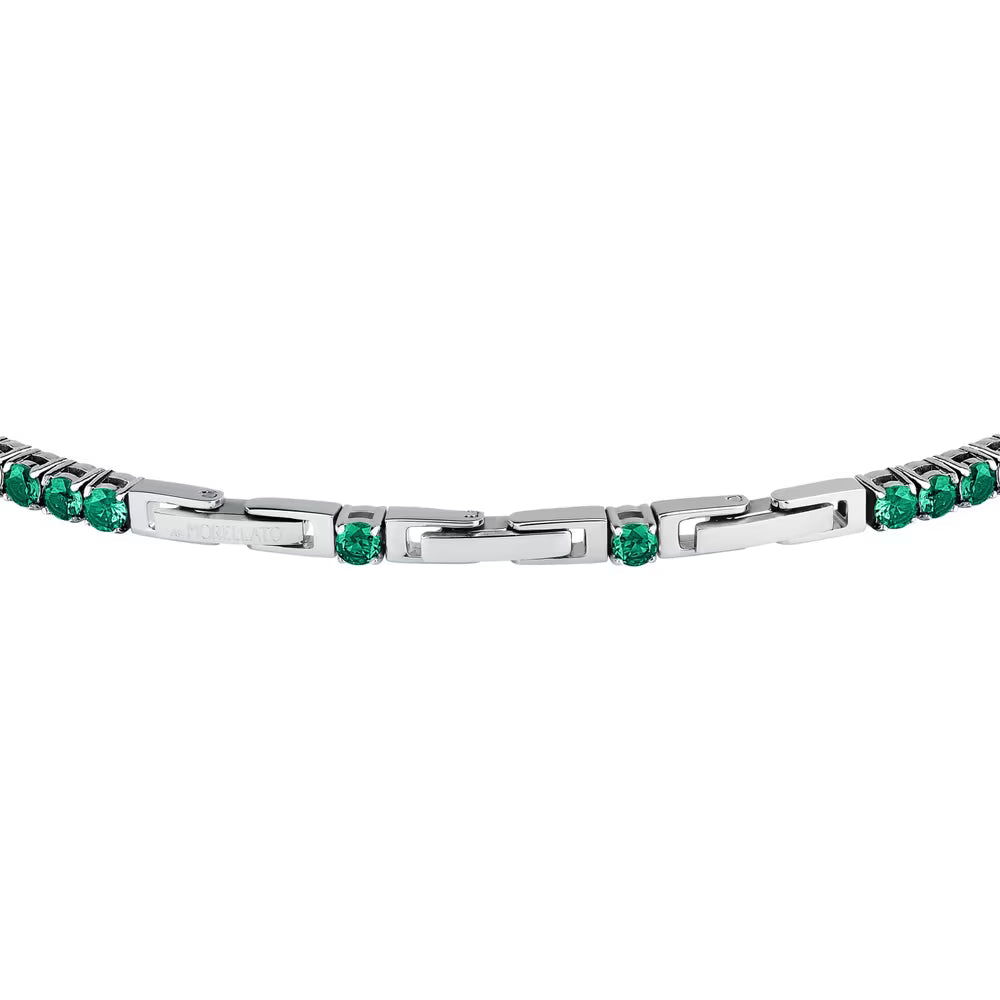 Bracciale Tennis Morellato Club Acciaio Cristalli Verdi
