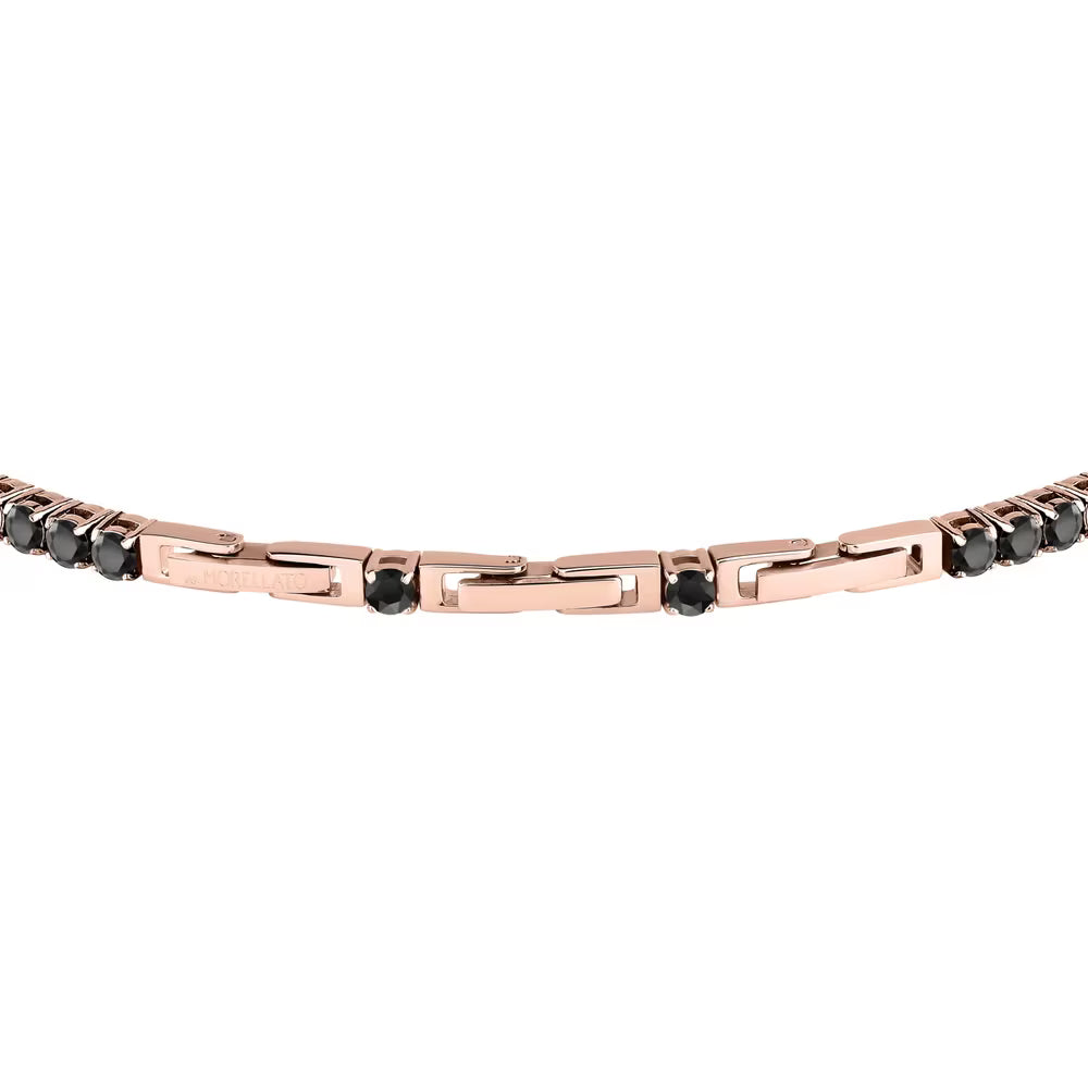 Bracciale Tennis Morellato Club Pvd Oro Rosa Cristalli Neri