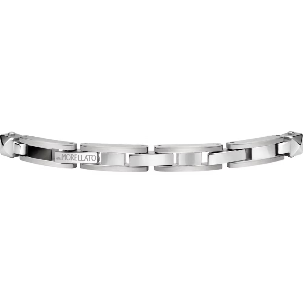 Bracciale Uomo Morellato Cross Acciaio Lucido/Satinato Inserti Pvd Grigio