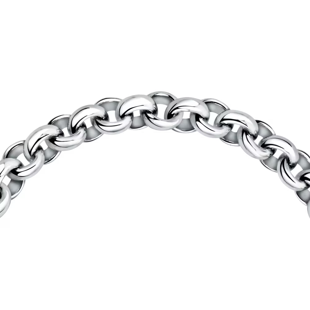 Bracciale Morellato Drops Rolò Acciaio Doppio Charm Scritta "Ti Voglio Bene" + Cristallo Cuore