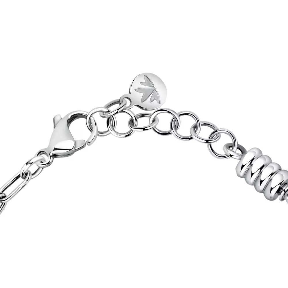 Bracciale Morellato Drops Acciaio Doppio Charm Piastrina Rettangolare Scritta "Casa è Dove Sei Tu"+ Albero Della Vita